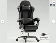NEO Leather Gaming Racing Chair with Leg Rest Massage - Black