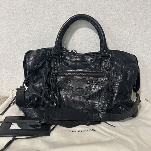 Excellent Condition BALENCIAGA BALENCIAGA The City 2way Black 115748 B Stamp
