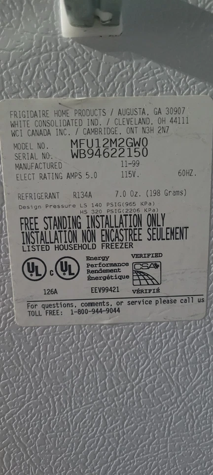 Frigidaire Upright Freezer MFU12M2GW0 28w 27d 15 Cu. Ft. - White - Image 4 of 4