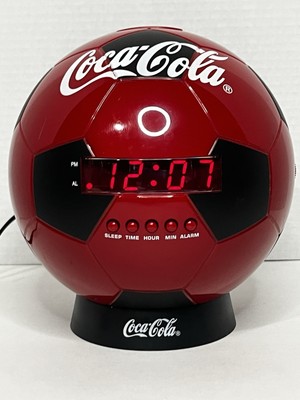 Coca-Cola Soccer Ball AM/FM Radio Clock Alarm Clock 1998 Vintage Akura Football