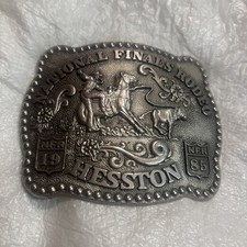National Finals Rodeo Hesston 1985 NFR Adult Cowboy Buckle, Vintage