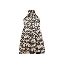 Y2k Whimsigoth Halter Dress Black & White Daisy Size Medium Grunge Fairycore