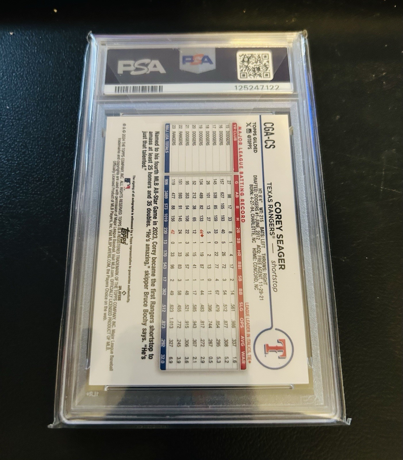 2024 TOPPS GILDED COREY SEAGER AUTO PSA 10/10!!🔥 view 2