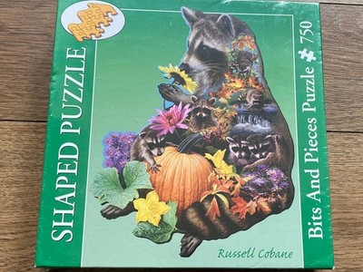 Bits & Pieces geformtes 750 Waschbär Puzzle * Russell Cobane * NEU LICHTKARTONSCHADEN
