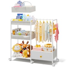 3in1 Diaper Caddy Organizer - Diaper Caddy  Rolling Diaper Cart with Clothin...