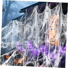  Spider Web, Bonus with 10 Artificial Spiders, Fabric Spider Webbing, 200 sqft