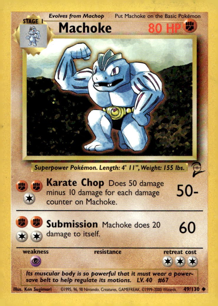 Machoke 49/130 Uncommon Base Set 2 Pokemon Near Mint