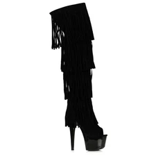 Ellie 7 Heel Thigh High Boot With Fringe Sexy Dancing Shoes Women Heels 709Sequo
