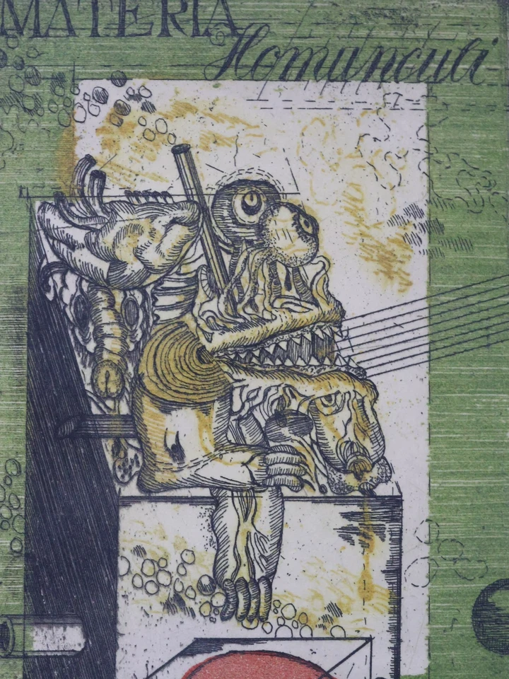 Uwe Bremer Grafik Farbradierung Materia Homunculi signiert (635)