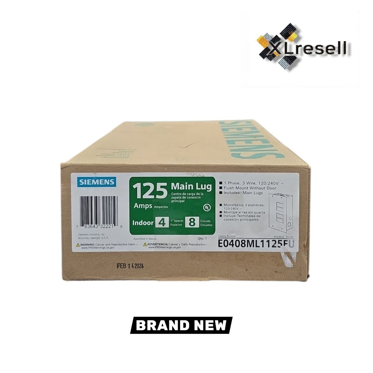 Siemens EQ 125 Amp 4-Space 8-Circuit Main Lug Indoor Load Center # E0408ML1125FU