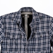 Boston Traders Men's Sherpa Lined Flannel Shacket Jacket Size MEDIUM Blue Plaid