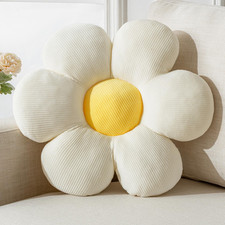 Flower Shaped Throw Pillow Cushion Seating Six Petal 15.75" White Flower