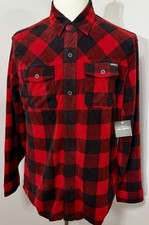 NEW Eddie Bauer Red Black Buffalo Plaid Fleece Button-Up Shirt Sz Medium NWT 70
