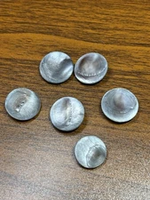 Buttons 6 gray metal iridescent shank back 5 - 3/4 and  1 - 1/4" shiny colors