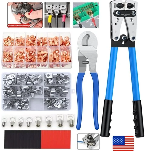 Cable Lug Crimping Tool 6-50mm² Wire Plug Crimper Battery Terminal Connector Kit