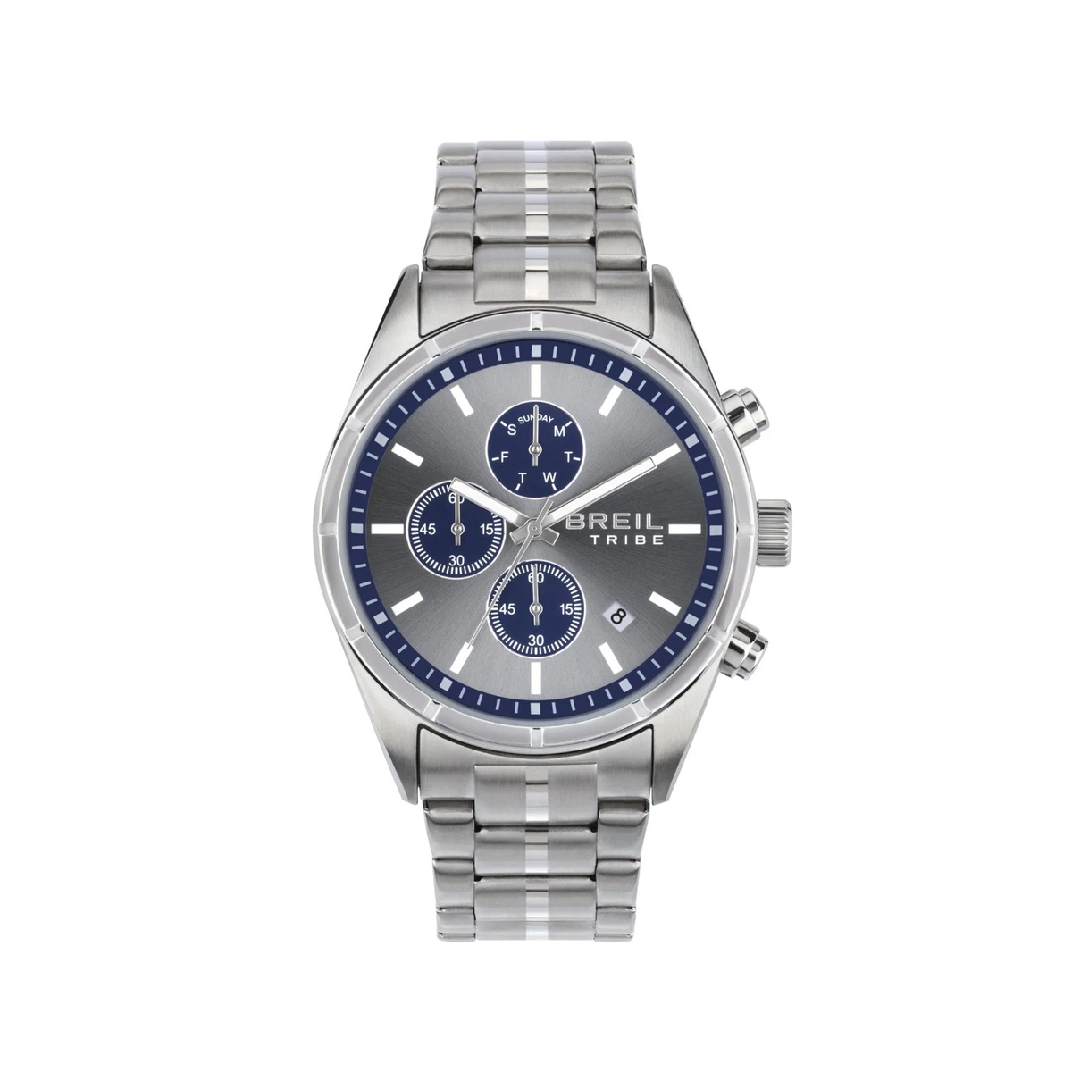 Breil Horloge pour homme modèle Avery avec bracelet en acier, mouvement JUST TIME - Quartz 3H, Argenté/noir, ONE SIZE, Bracelet