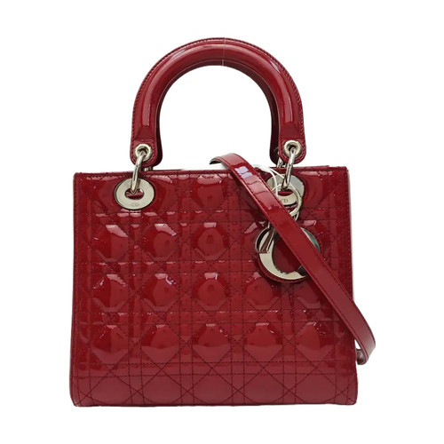【Authentic】 DIOR Lady Dior Red Patent leather Handbags (DDP)