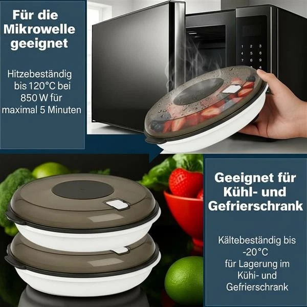 Menüteller mit Deckel Set Mikrowellengeschirr Portionsteller Seniorenteller - Bild 3 von 4