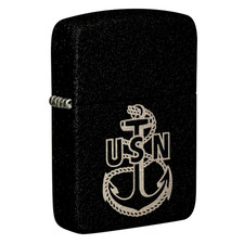 Zippo Lighter: United States Navy Anchor, Engraved - Black Crackle