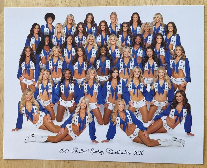 DALLAS COWBOYS CHEERLEADERS, 8 1/2" x 11" PHOTO FOR 2025-2026, HOT !