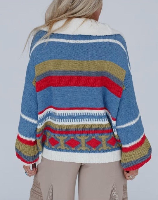 POL Opal Patterned Pullover Quarter Zip Sweater i… - image 3