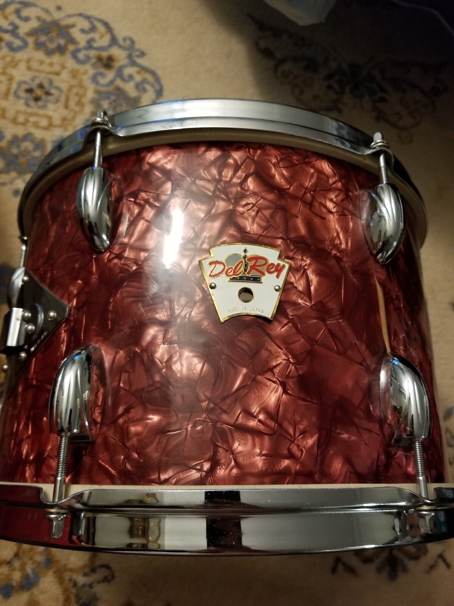 Vintage Del Rey Drum 6 Lug /Orange Red Pearl Sparkle 13 x10 Japan