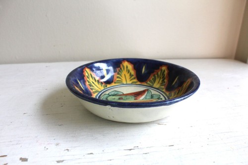 Talavera Faience Folk Decor Bowl Dish Hand Painted Fruit Terracotta Mexico Made - Picture 3 of 7