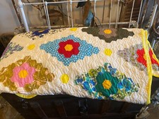 GRANDMOTHER'S FLOWER GARDEN quilt 64x94 Turn of the Century of