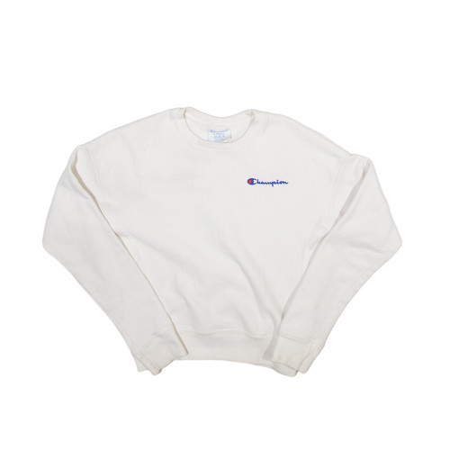 CHAMPION Reverse Weave Sweatshirt White Crew Neck Boys XS