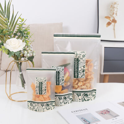 Matte Frosted Print Design Stand Up Resealable Reclosable Food Packaging Bags