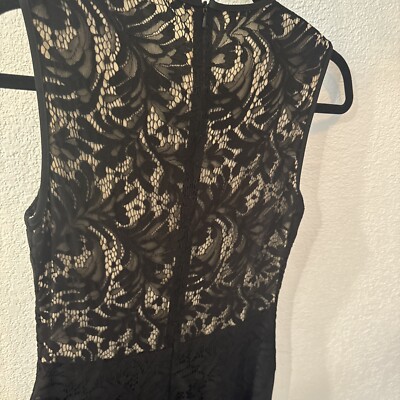 David Koma Black Flare Lace Paneled Party Dress US 6 / UK 10 Sleeveless