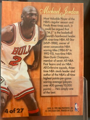 1995-96 Fleer - Flair Hardwood Leader #4 Michael Jordan | eBay