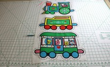 Train Pillow Toy Fabric Panel. Lt discoloration on Fold. J24-647