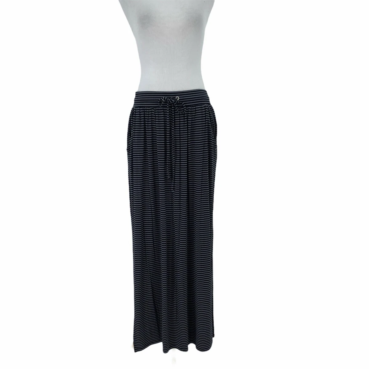 NY Co Maxi Stripe Skirt Women s Size XS Double Slit Pockets Waist