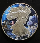 2019 Space Blue Colorized .999 Silver Dollar Eagle Bullion Astronaut $1 Coin