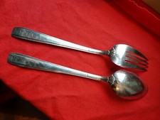 cuillère et fourchette à servir métal argenté Ercuis serving fork & spoon