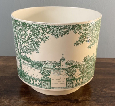 Vitri Green Planter Transferware Toile West Germany Celluloid Spring Vintage