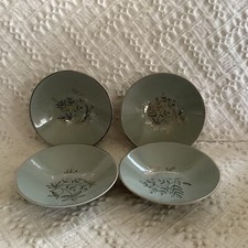 4- Edwin Knowles Silver Spray 5.5” Berry/ Sauce Bowls 1950’s Frida Diamond