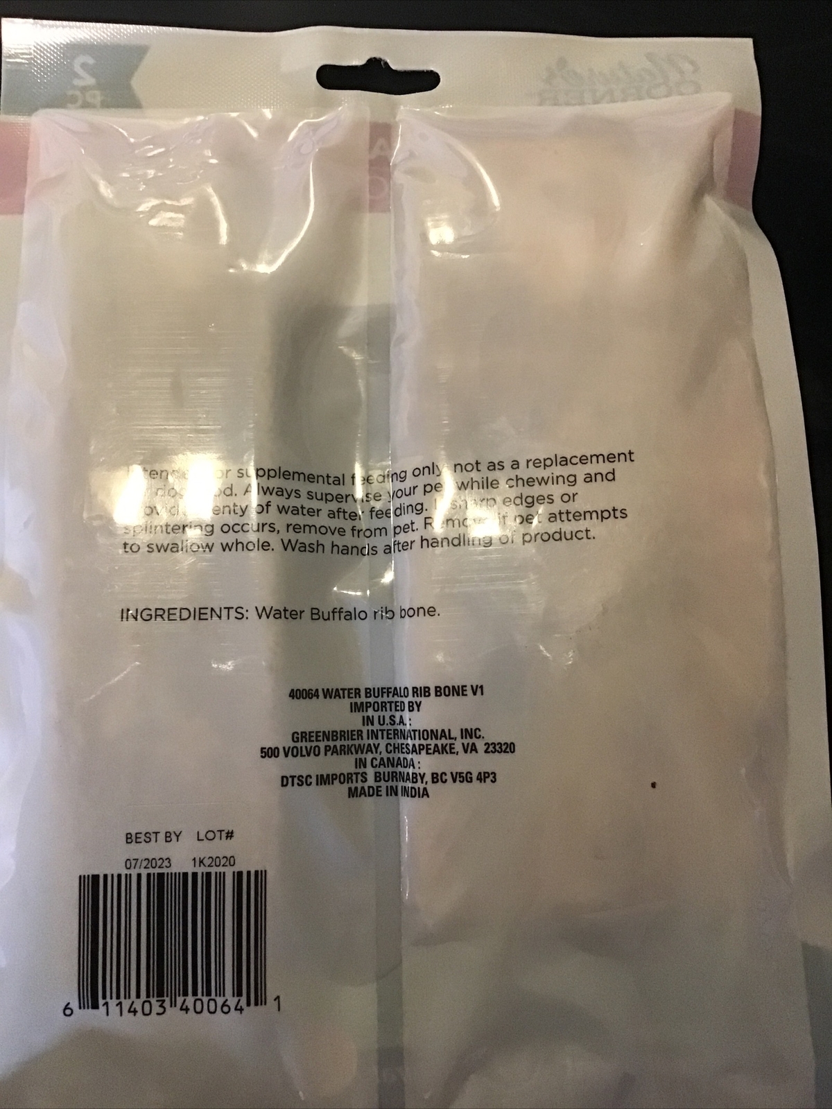 Nature's Corner Water Buffalo Rib Bone Dog Chew 2pc eBay