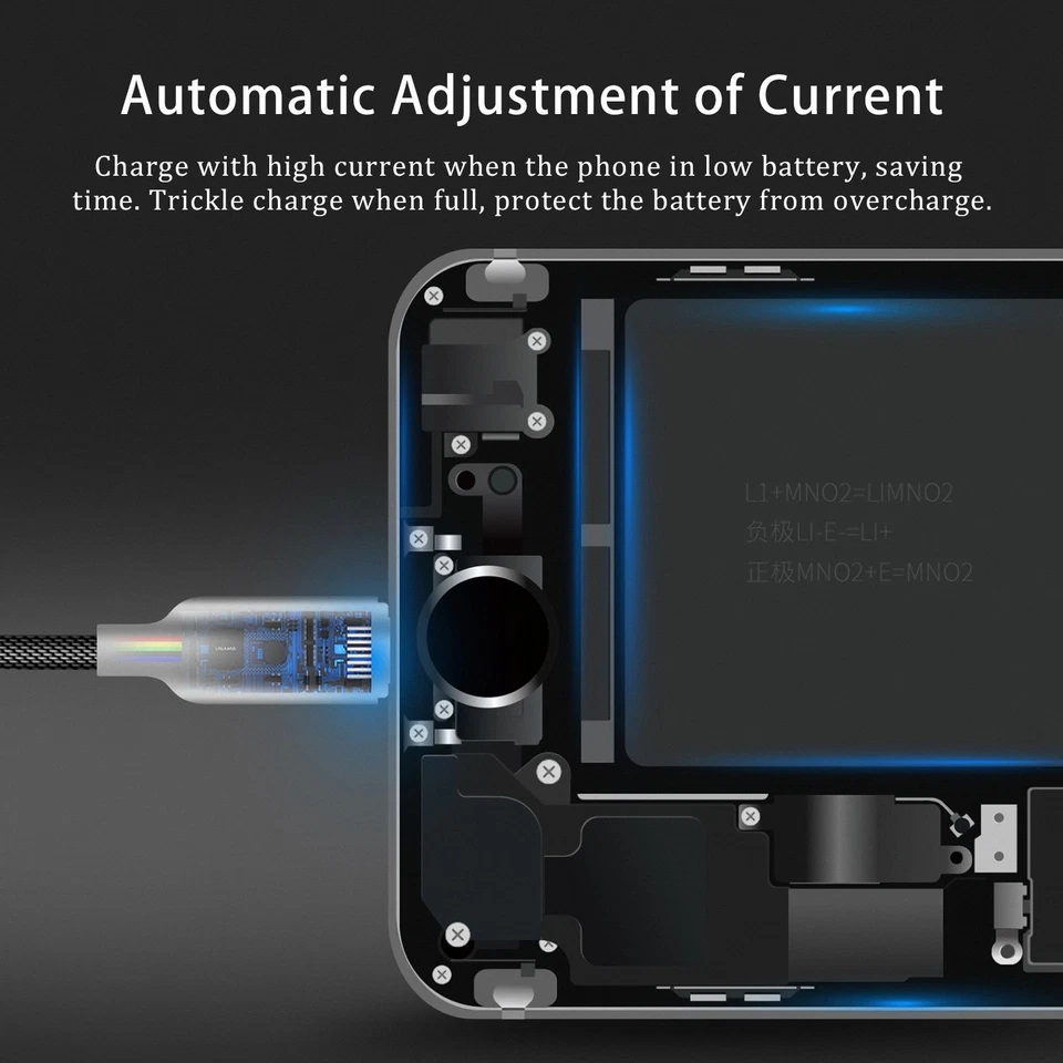 POWER OFF Smart LED Auto Disconnect Data USB Sync Charging Cable iPhone X/8/7/6 - Image 4 of 4