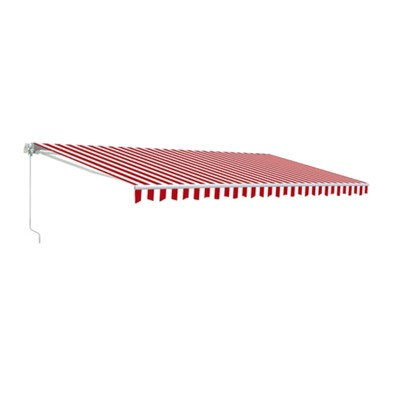 ALEKO Motorized Retractable 20 X 10 ft Patio Awning Red and White Stripe Canopy