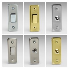 Varilight Architrave Switches Chrome Steel Brass Rocker & Toggle 87mm x 32mm