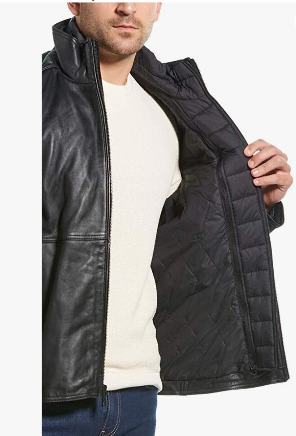 Andrew Marc New York Hartz Mens Black Leather Jacket Size Medium, RRP £ ...