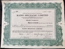 Radio Mechanic Limited, Aktie, 1937, Neufundland