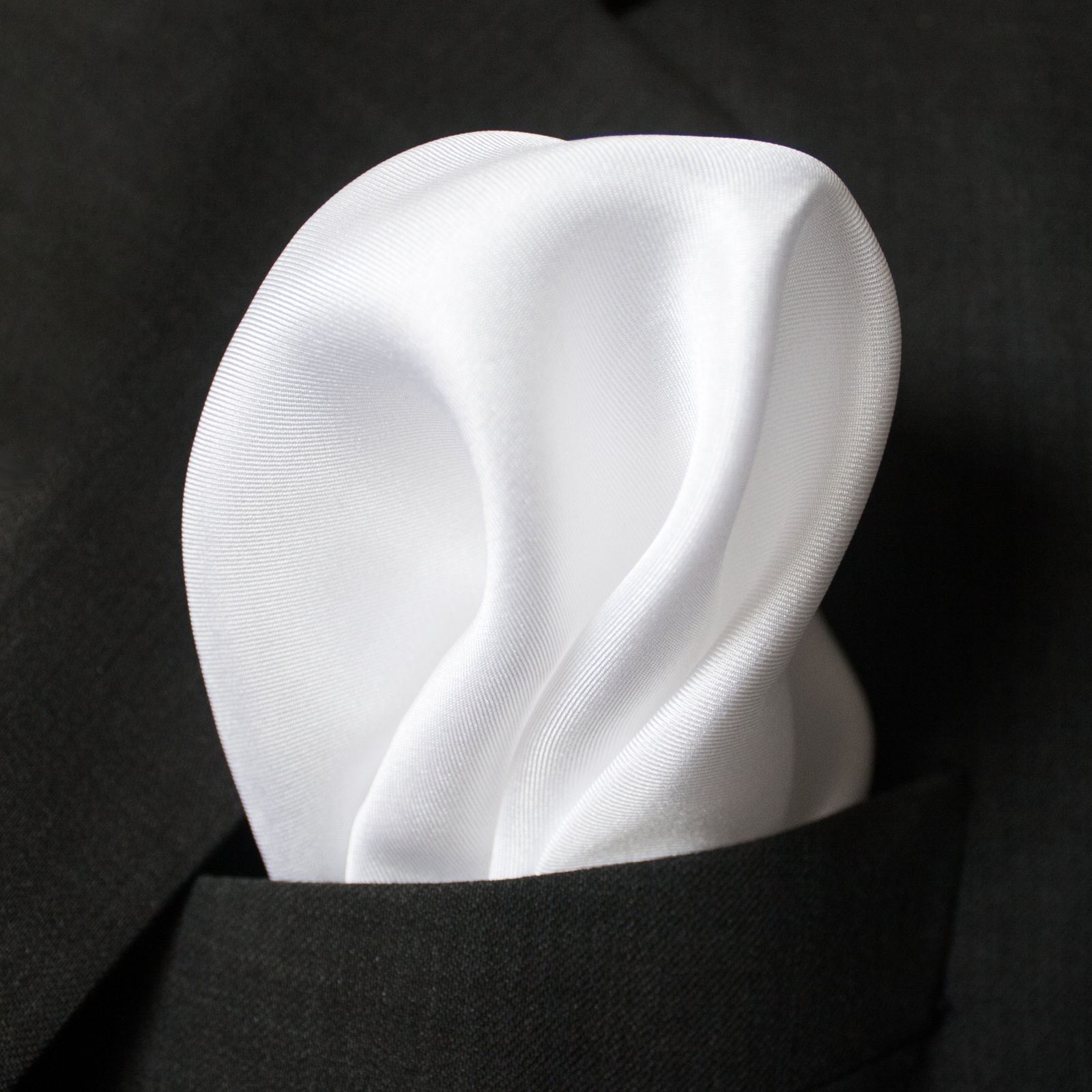 White Foulard with Black Check SIlk Pocket Square main image 1