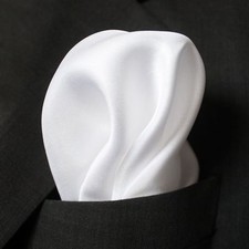 Fine White Silk Pocket Square - Full-Sized 16"x16" - by Royal Silk 