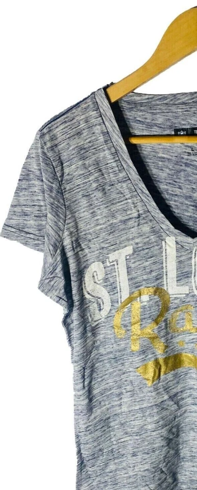 G-III Women's St.Louis Rams V-Neck Short Sleeve T-Shirt, Gray, Large - Image 4 of 4