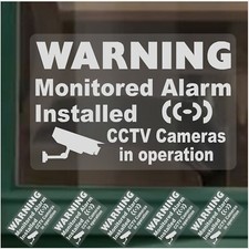 5 Stickers Monitored Alarm System Installed CCTV Camera Security Warning Window