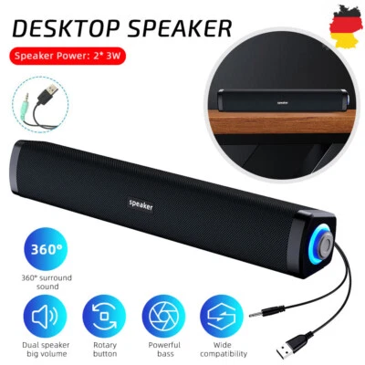 PC Lautsprecher Multimedia Boxen Speaker für PC Computer Laptop Notebook Schwarz