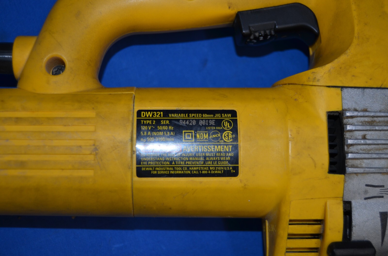 DeWalt DW321 120v Heavy Duty Corded Electric Orbital Jig Saw Variable